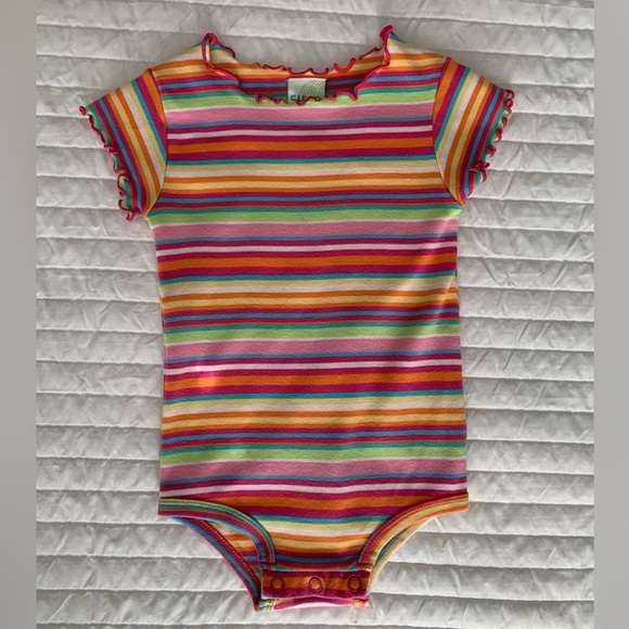 Circo Onesie One Piece Striped Scalloped Short Sleeves Multicolored Girls 18M - Picture 1 of 12